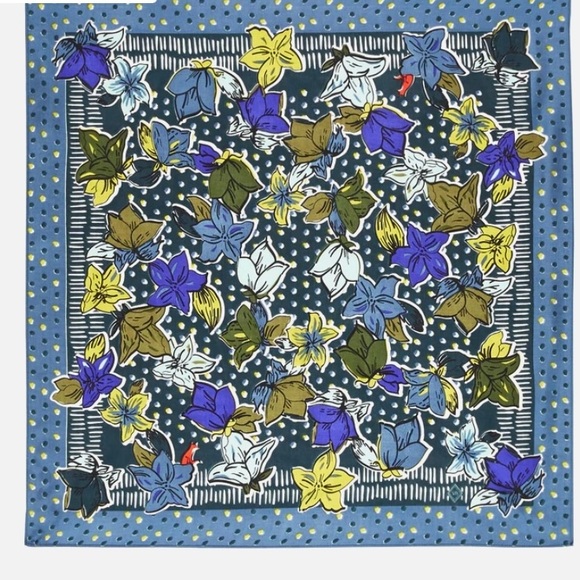 Vera Bradley Neckerchief in Falling Flowers (Blue, Dark Green Floral print) - Picture 3 of 10